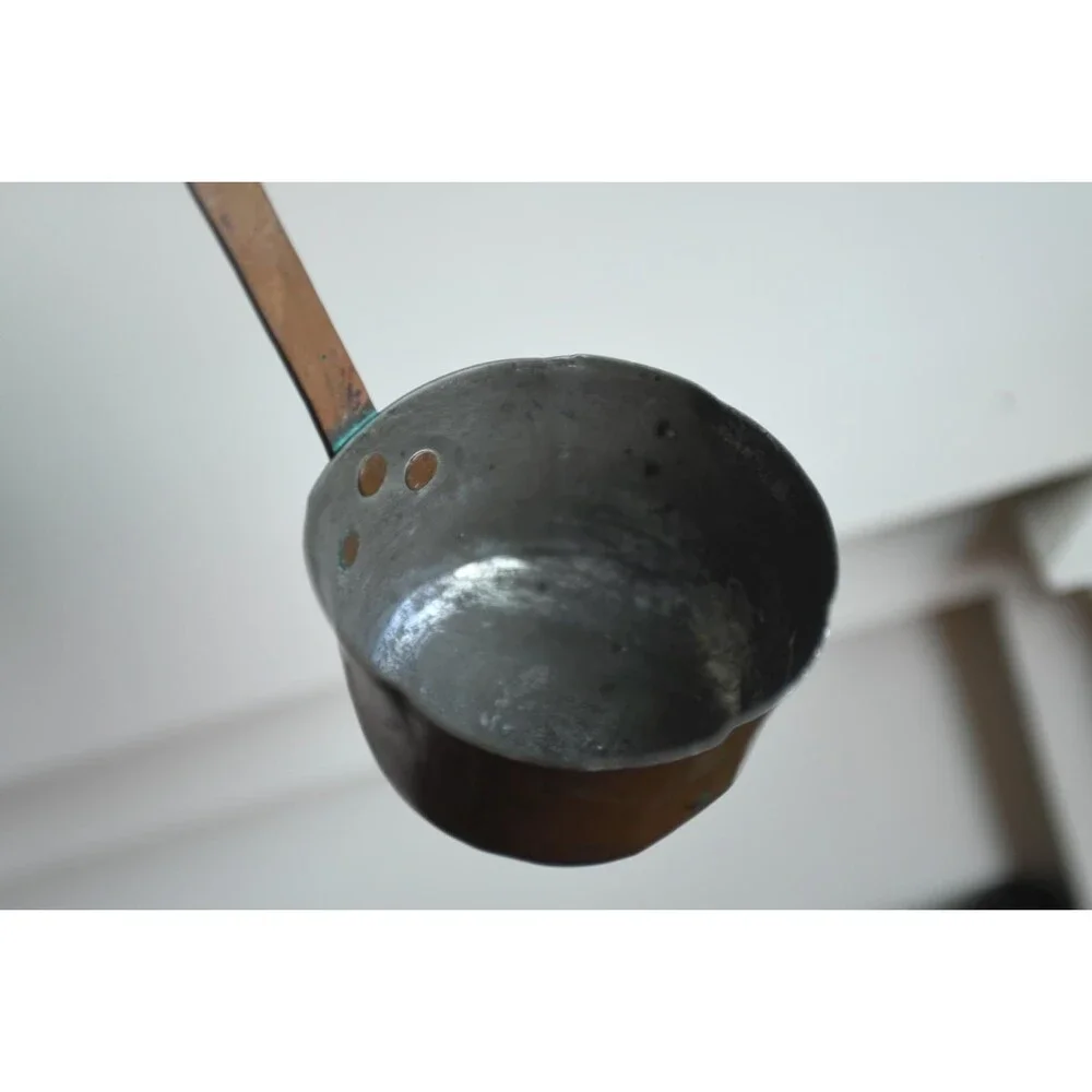 Vintage Copper Tin-Lined Ladle: Rustic Primitive Farmhouse Country Early America